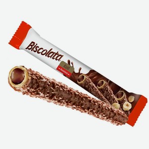 Трубочка Biscolata с мол.шоколадом и ореховой начинкой 28гр