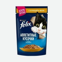 Влажный корм Felix Аппетитные кусочки для взрослых кошек, с курицей в желе 75 г