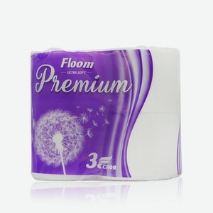 Туалетная бумага Floom PREMIUM 3х-слойная 4шт