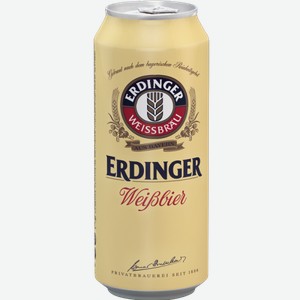 Светлое пиво Erdinger Weissbier, в банке 0.5л
