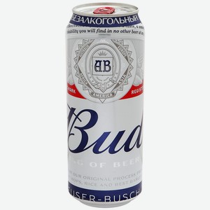 Пивной напиток безалкогольный Bud светлый пастеризованное 0.45 л, металлическая банка