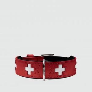 Ошейник для собак из натуральной кожи, красный/черный HUNTER Collar Swiss 42, Red/ Black 1 шт