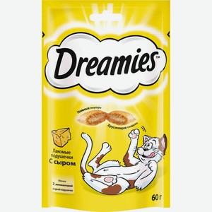 Лакомство для взрослых кошек Подушечки Dreamies с сыром, 60 г