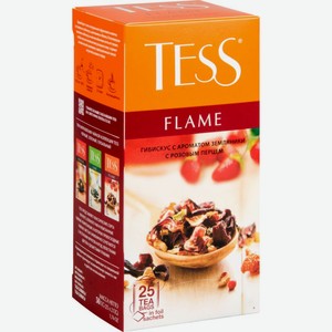 Чайный напиток Tess Flame Гибискус с ароматом земляники с розовым перцем, 25×2 г