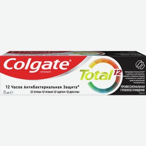 Зубная паста КОЛГЕЙТ Тотал 12 глубокое очищение, с древесным углем, 0.75л
