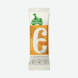 Батончик фруктово-ореховый Bionova №6 с лимоном и орехами, 35г