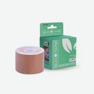 SUN TAPE Кинезио тейп с облегченным клеем LIFE 5м*5см бежевый