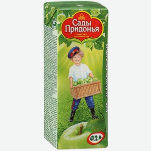 Сок детский Сады Придонья зеленое яблоко осветленный, 200 мл, тетрапак