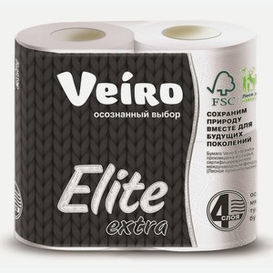 Бумага туалетная Veiro Elite Extra четырехслойная 4 рулона