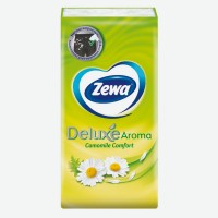 Платочки бумажные носовые Zewa Deluxe с ароматом Ромашки, 3 слоя, 10 шт х 24
