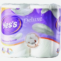 Туалетная бумага   YES S   Deluxe белая 3-х слойная, 4 рулона