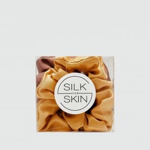 Набор шелковых резинок для волос SILK FOR SKIN Золотистый, Шоколадный 2 шт