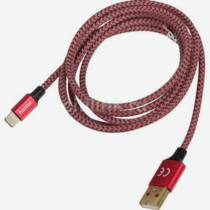 Кабель HAMA 00178299, Lightning (m) - USB (m), 1.5м, MFI, в оплетке, красный