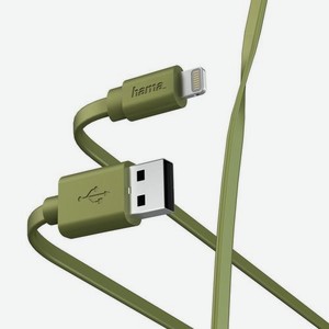 Кабель HAMA Lightning (m) - USB (m), 1м, MFI, плоский, зеленый [00187234]
