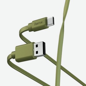 Кабель HAMA USB Type-C (m) - USB (m), 1м, плоский, зеленый [00187231]