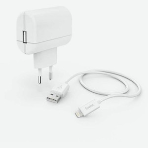 Сетевое зарядное устройство HAMA H-183265, USB, 8-pin Lightning (Apple), 2.4A, белый [00183265]