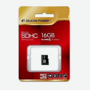 Карта памяти microsdhc Silicon Power 16 ГБ, Class 10, SP016GBSTH010V10, 1 шт., переходник без адаптера