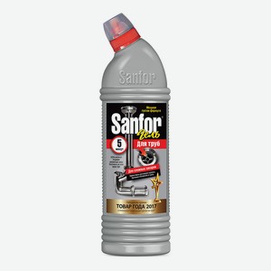 Чистящее средство Sanfor 5минут, от засоров в трубах, гель, флакон, 750 мл