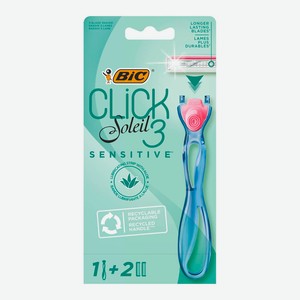 Станок для бритья Bic Click Soleil Sensitive, 3лезвия, 2 сменные кассеты, женский