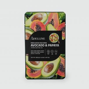 Детокс-маска для лица с экстрактом авокадо и папайи ADELLINE Fresh Detox Face Mask Avocado & Papaya 1 шт