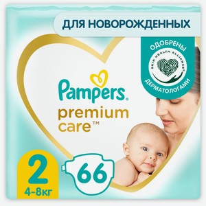 Подгузники Pampers premium care mini 4-8кг, 66шт