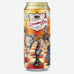Пиво Grossmeister светлое фильтрованное 4,8%, 500 мл