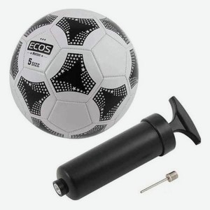 Мяч футбольный ECOS MOTION и насос FB139P (№5, 2-цвет., машин.сшивка, ПВХ)