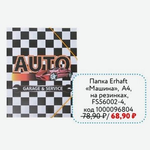 Папка Erhaft GARAGE & SERVICE «Машина», A4, на резинках, FS56002-4