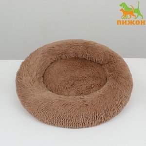 Лежанка для собак и кошек 60х60х20 см, цвет коричневый