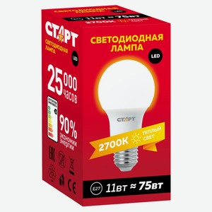 Лампа светодиодная «Страт» LED 11W-75 E27 теплый свет, 1 шт