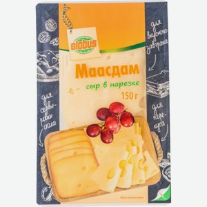Сыр полутвёрдый Маасдам Глобус 45%, нарезка, 150 г