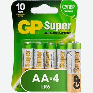 Батарейки AA GP Super LR6, 4 шт.