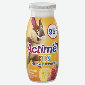 Напиток кисломолочный «Actimel Kids» с клубникой и бананом 1,5% БЗМЖ, 95 г
