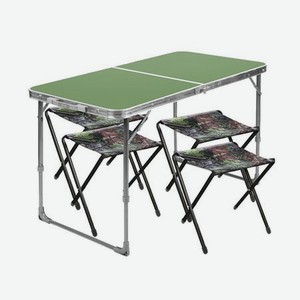 Комплект: стол склад. пластик. +4 скл. стула  Ника  Принт  с дубовыми листьями  ССТ-К2/6