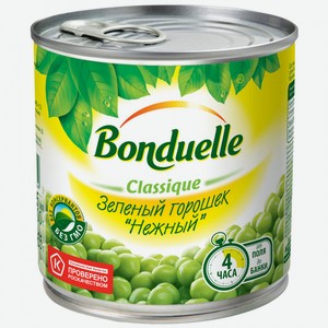 Горошек зеленый Bonduelle Classique Нежный, 400 г, металлическая банка
