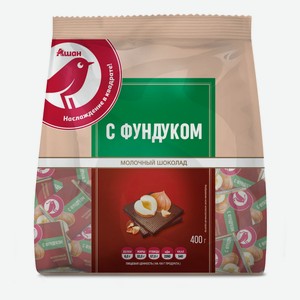 Шоколад молочный АШАН Красная птица с фундуком, 400 г