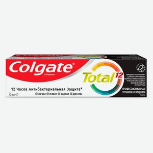 Зубная паста colgate 75 мл total 12 глубокое очищение комплексная антибактериальная с древесным угле