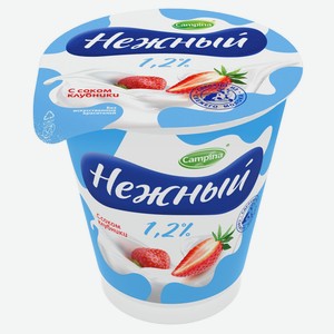 Йогуртный продукт Campina «Нежный» с соком клубники 1,2%, 320 г