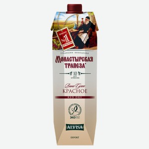 Вино «Монастырская трапеза» столовое красное сухое Россия, 1 л
