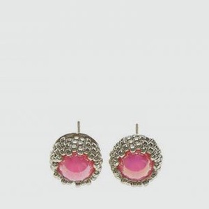 Серьги BEADED BREAKFAST Basic Stud Earrings With Beads Silver-pink 2 шт