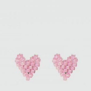 Серьги BEADED BREAKFAST Heart Shaped Tiny Earrings Pale-pink 2 шт