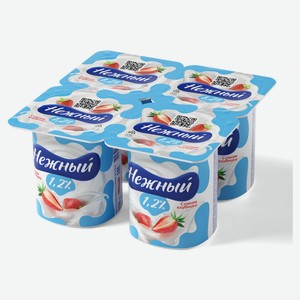 Йогуртный продукт Campina «Нежный» с соком клубники 1,2%, 100 г