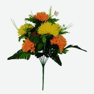 Цветы искусственные букет Хризантемы желто-оранжевые, 9 шт.