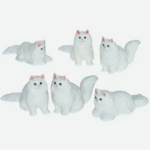 Набор фарфоровых фигурок KLIMA Кошка  Персидская , белая, 6шт, 4см (Франция)