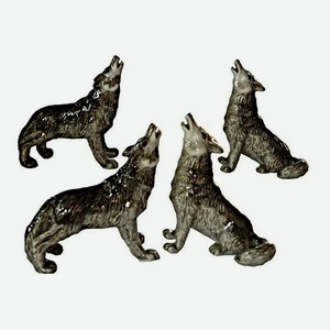 Набор фарфоровых фигурок KLIMA  Волк воющий , 4штуки, 7см (Франция)