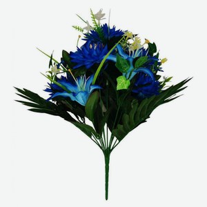 Цветы искусственные букет Хризантемы синие с лилией, 13 шт.