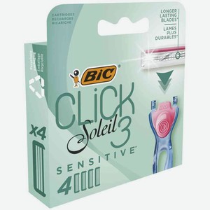 Сменные кассеты для бритвы женской Bic Click 3 Soleil Sensitive, 4 шт.