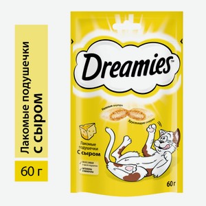 Лакомство Dreamies Лакомые подушечки для взрослых кошек с сыром, 60г Россия