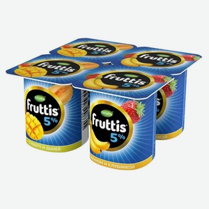 Йогуртный продукт Campina Fruttis дыня-манго/банан-клубника 5%, 115 г