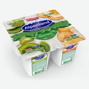 Йогурт Alpenland Фруктовый киви-ананас-крыжовник 0.3%, 95 г